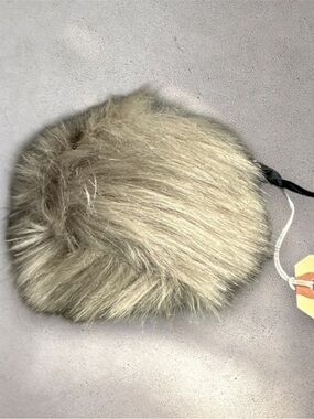 LOVafur 4 inch Pom Pom vegan faux fur fox steel gray NWT